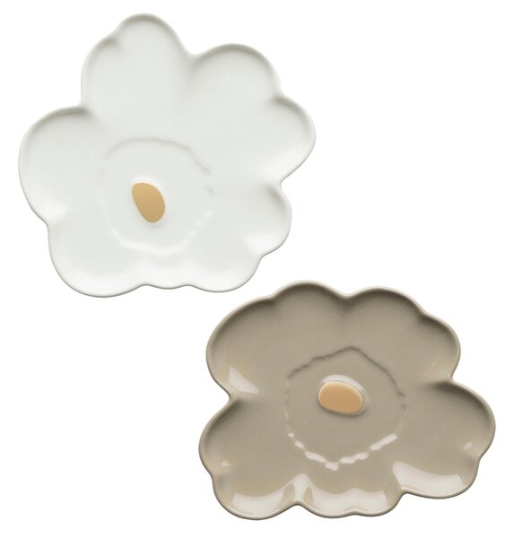 Set tanierov Unikko 13,5 cm, 2ks, 60. výročie / béžovo-bielo-zlatý