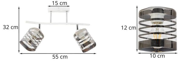 Stropné svietidlo Helix, 2x sklenené tienidlo so vzorom (výber z 2 farieb konštrukcie)
