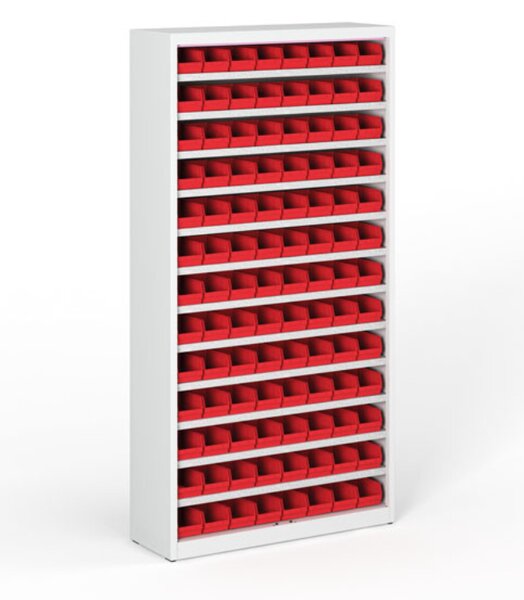 Regál s plastovými boxmi BASIC so zadnou stenou - 1800 x 400 x 920 mm, 104x box A