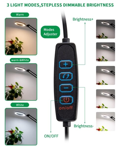 Brilagi - LED Stmievateľná stolná lampa s lupou LED/12W/5V 3000/4200/6000K čierna