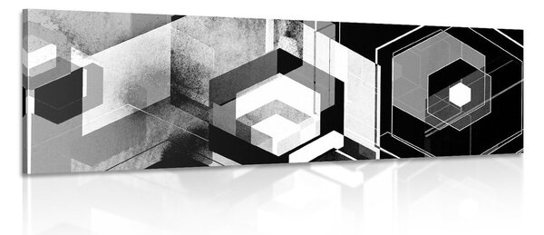 Obraz futuristická geometria v čiernobielom prevedení