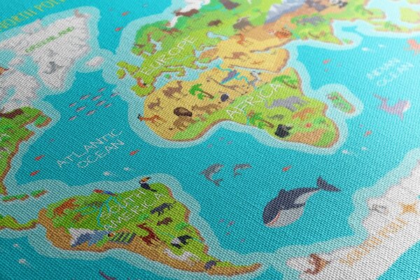 Obraz na korku zemepisná mapa sveta pre deti