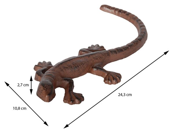 Záhradná liatinová figúrka Lizard, 24,3 cm, hnedá