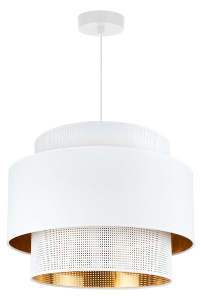 Závesné svietidlo Asti, 1x PVC/biele textilné tienidlo, (fi 40cm), g/c, w