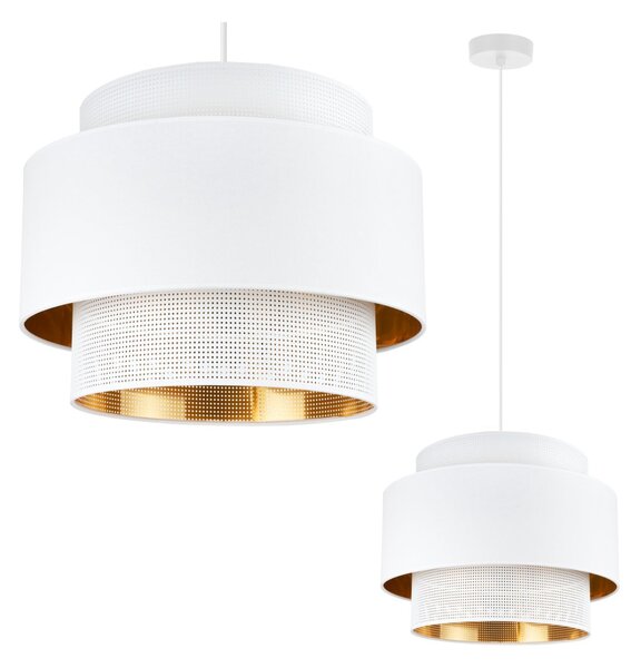 Závesné svietidlo Asti, 1x PVC/biele textilné tienidlo, (fi 40cm), g/c, w