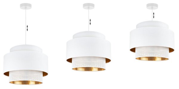 Závesné svietidlo Asti, 1x PVC/biele textilné tienidlo, (fi 40cm), g/c, w