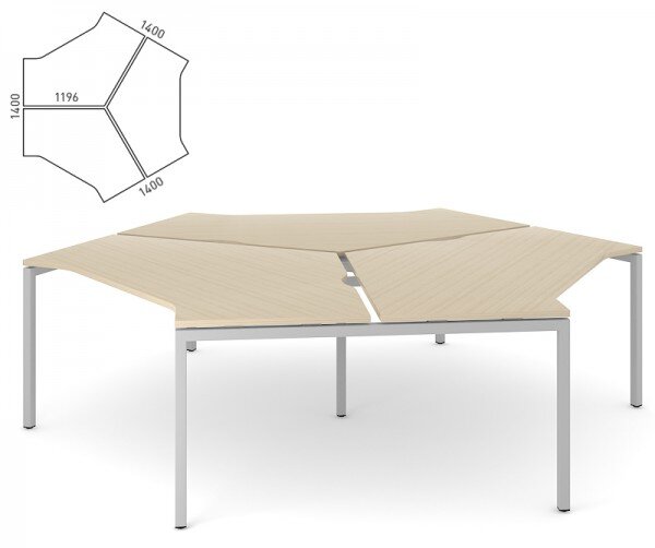 NARBUTAS - Trojmiestny pracovný stôl NOVA U Ø 281 cm