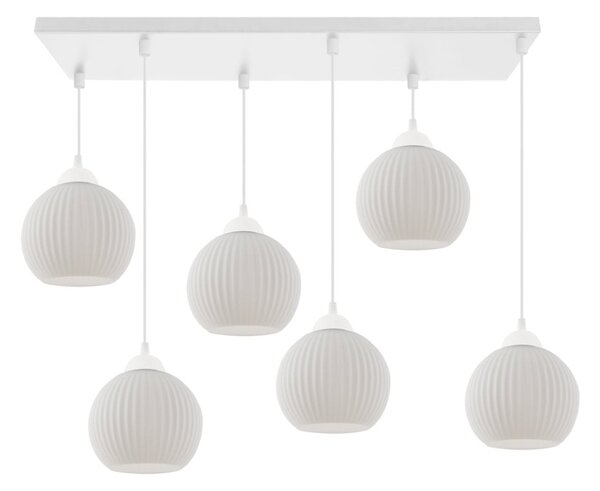 Závesné svietidlo Riffle Round, 6x biele sklenené tienidlo, w