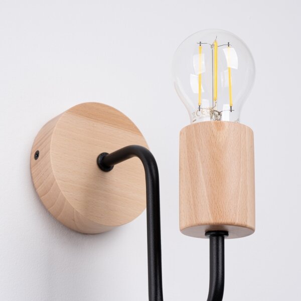 Sollux SL.1668 - Nástenná lampa TIMBO 1xE27/15W/230V čierna/béžová/buk