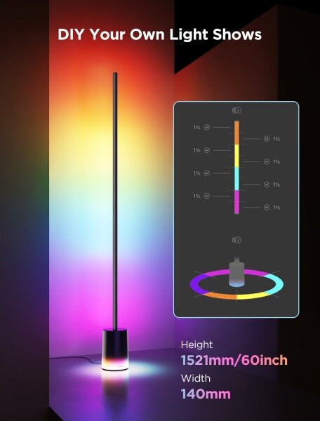 Govee - LED Stojacia lampa Smart MATTER LED RGBICWW Wi-Fi + DO