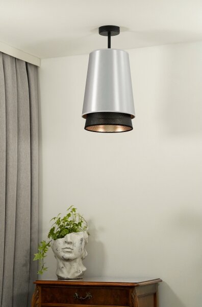 Duolla - Prisadený luster BELL SHINY 1xE27/15W/230V pr. 25 cm strieborná/čierna