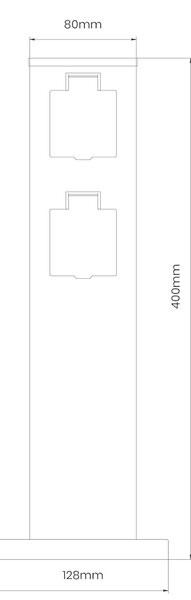 Elektrický záhradný stĺpik Electric, nerezová oceľ, 2 zásuvky, čierna, (40 cm)