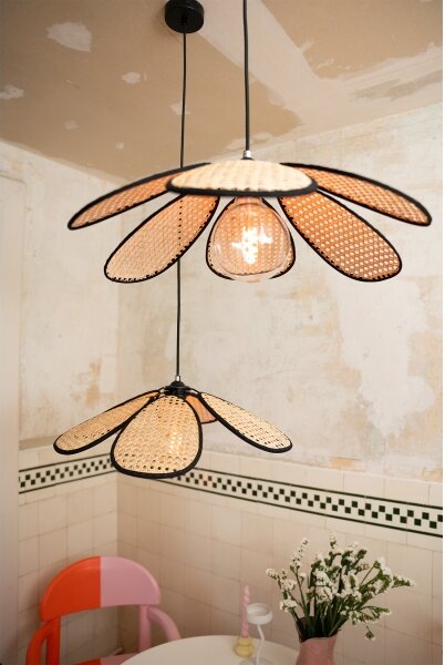 Osram - Závesný luster na lane DECOR RATTAN 1xE27/15W/230V pr. 58 cm béžová/čierna