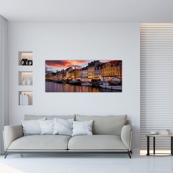 Obraz - Nyhavn, Kodaň (120x50 cm)