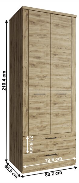 KONDELA Skriňa 2D2S, dub navarra, DORSI