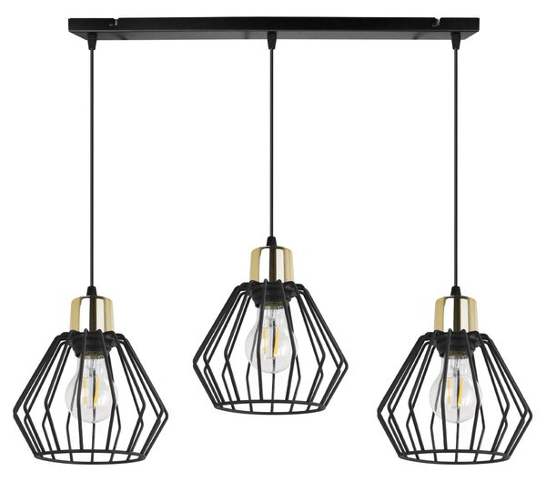 Závesné svietidlo Nuvola 5, 3x čierne drôtené tienidlo, g