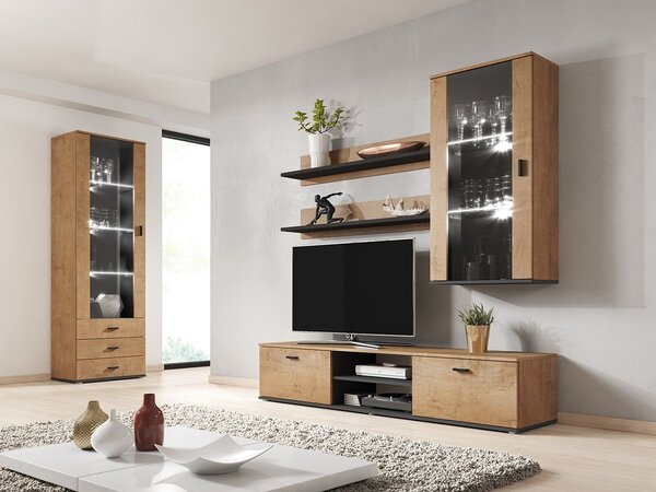 Mirjan24 Obývacia stena Boho VI, Osvetlenie: bez osvetlenia, Farby: biela / biely lesk 5902928871876