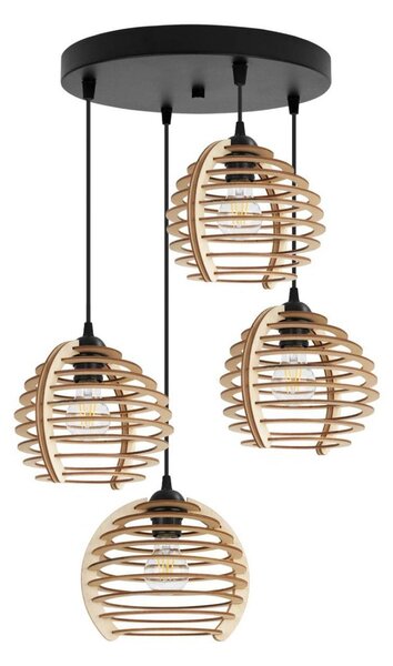 Závesné svietidlo Timber, 4x drevené tienidlo, o, n
