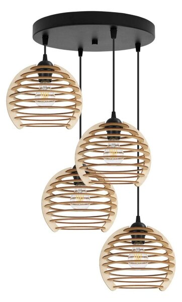 Závesné svietidlo Timber, 4x drevené tienidlo, o, n