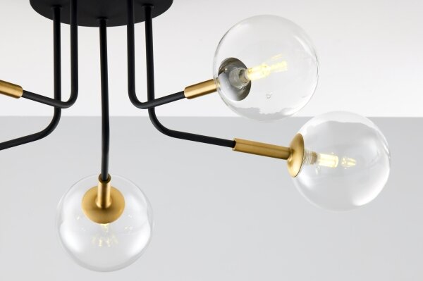 Jupiter 2040 - Luster na tyči BURANO 5xG9/10W/230V čierna/zlatá/číra