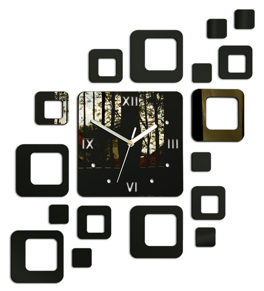 Moderné nástenné hodiny ROMAN WENGE wenge (nalepovacie hodiny na stenu)
