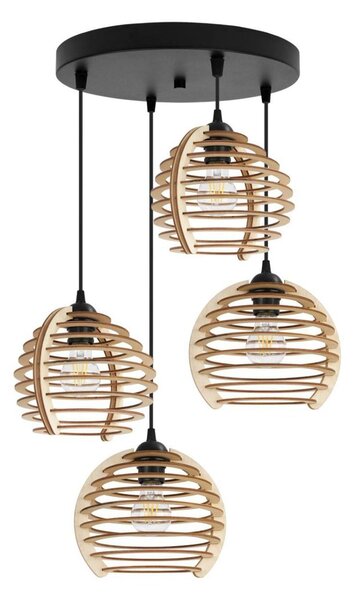 Závesné svietidlo Timber, 4x drevené tienidlo, o, n