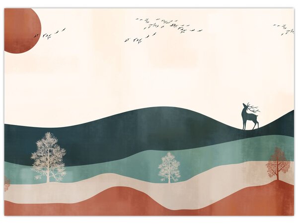 Obraz - Ilustrovaná krajina (70x50 cm)