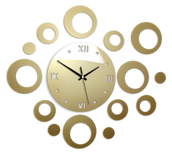 Moderné nástenné hodiny RINGS GOLD gold (nalepovacie hodiny na stenu)