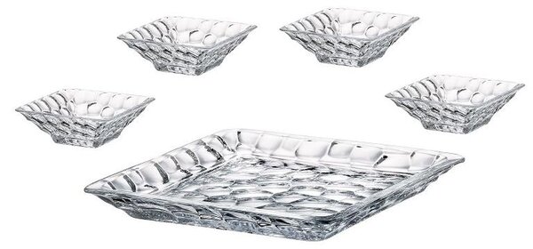 KRIŠTÁĽOVÝ PODNOS BOHEMIA MARBLE 1 + 4 MISKY