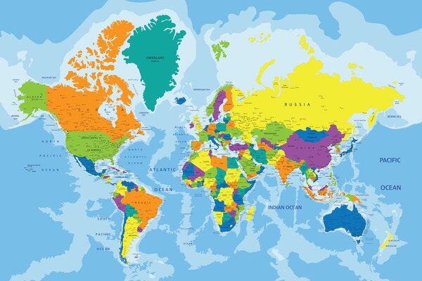 Obraz na korku farebná mapa sveta