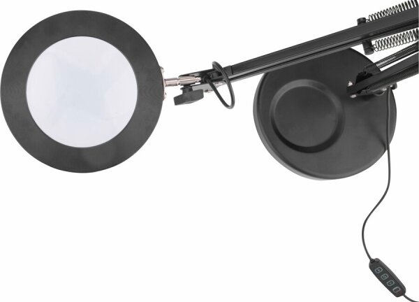 Extol - LED Stmievateľná stolná lampa s lupou LED/8W/5V 2900/4500/7500K čierna