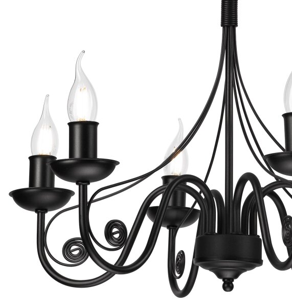 Luster na reťazi DONATO 6xE14/40W/230V čierna