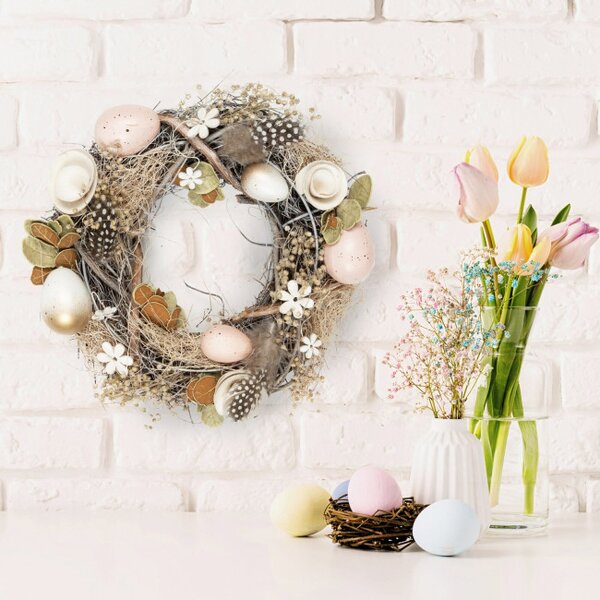 Veniec EASTER 04 A hnedý / púdrovo ružový
