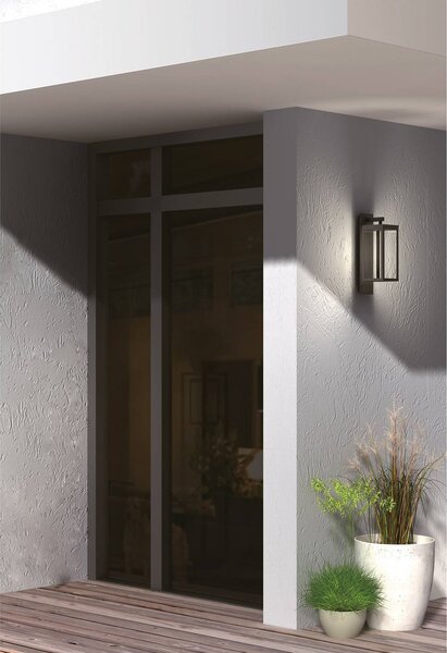 Lucande LED vonkajšie nástenné svietidlo Ferdinand, sada 2 ks, sivá, 38 cm, Hliník / sivá / zinok, Hliník, Moderný, Nástenné svietidlo