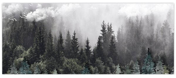Obraz - Les s ilustrovanými prvkami (120x50 cm)