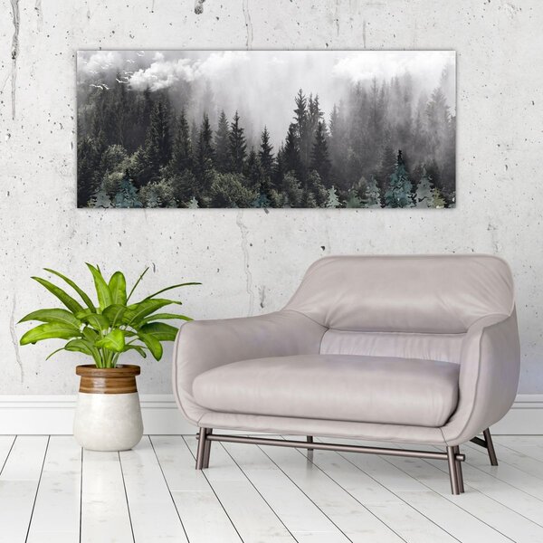 Obraz - Les s ilustrovanými prvkami (120x50 cm)