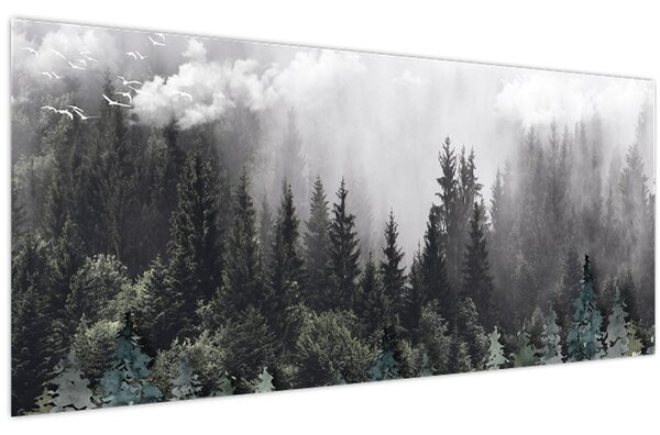 Obraz - Les s ilustrovanými prvkami (120x50 cm)