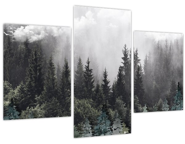 Obraz - Les s ilustrovanými prvkami (90x60 cm)