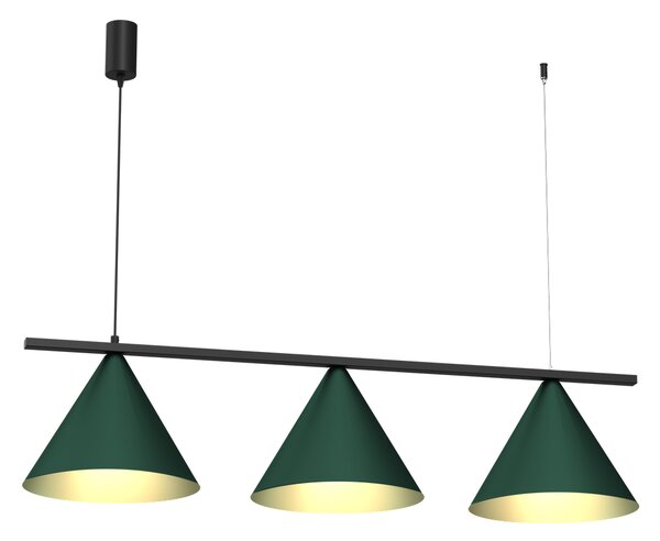 Závesné svietidlo Capital, 3x zelené kovové tienidlo, (fi 30cm), gr
