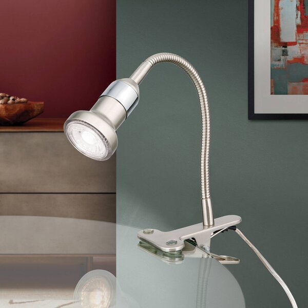 Praktická upínacia lampa Colana, Hliník / sivá / zinok, Pracovňa / Kancelária, kov, Moderný, Lampa s klipom/do zásuvky