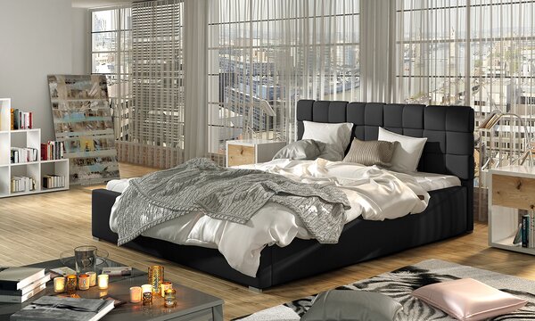Čalúnená manželská posteľ s roštom Galimo 200 - čierna