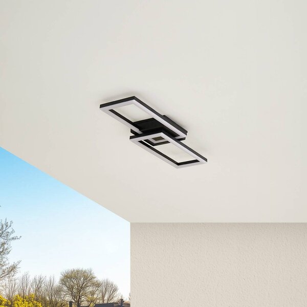 Lindby LED vonkajšia stropná lampa Finian, 64 cm x 21 cm, stmievateľné, Čierna, Plast, Moderný, Stropné svetlo