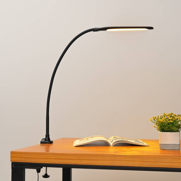 Lindby LED lampa Nilay, výška 70 cm, domáca kancelária, Čierna, Pracovňa / Kancelária, kov, Moderný, Lampa s klipom/do zásuvky