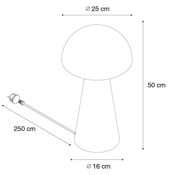 Vonkajšia stojaca lampa čierna 50 cm - Mushroom