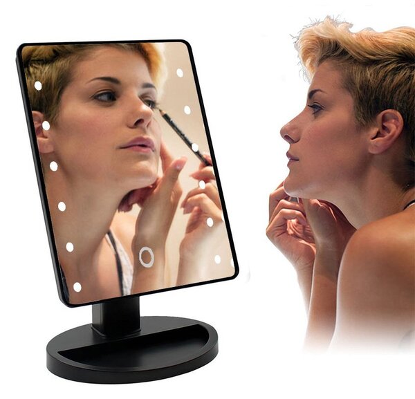 Bezdoteku Kozmetické make-up zrkadlo s led osvetlením čierné