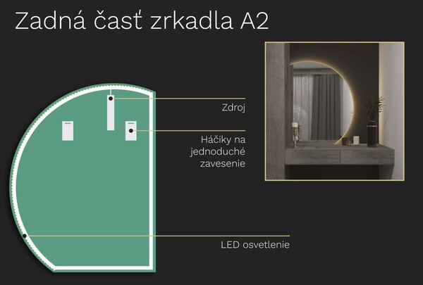 Atypické zrkadlo do kúpeľne s LED osvetlením A2