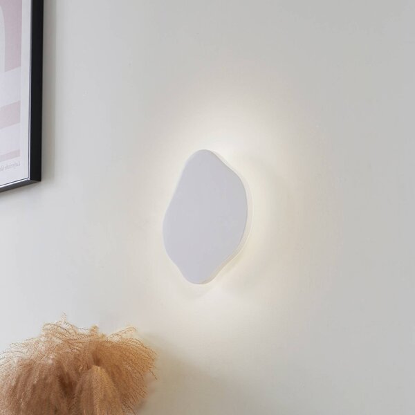 Lindby LED nástenné svetlo Nielson, biela, sadra, 30 x cm, Biela / opálová, Obývacia izba / jedáleň, Sadra / hlina, Moderný