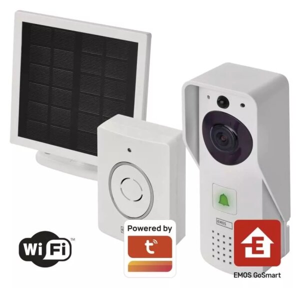 Bezdrôtový videozvonček so solárnym panelom GoSmart 4400 mAh 3xAA IP44 Wi-Fi Tuya