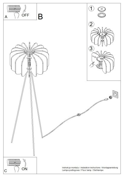 Sollux SL.1864 - Stojacia lampa MULA 1xE27/15W/230V žltá