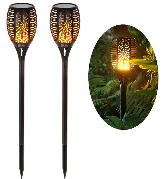 Bezdoteku LEDSolar 96 solárne vonkajšie horiacu fakľu pochodeň 2 ks, 96 LED, bezdrôtové, IPRO, 1W, teplá farba